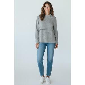 🩷 *SMALLSHOW* Maternity Nursing Sweatshirt Light Grey So Soft Women's Size M